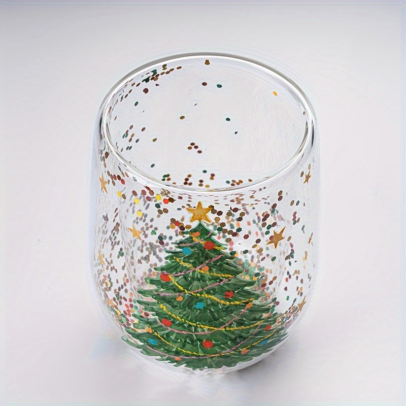 Glass Christmas Tree Water Cup Flowing Sequin Cartoon Water Cup