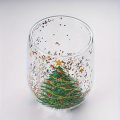 Glass Christmas Tree Water Cup Flowing Sequin Cartoon Water Cup
