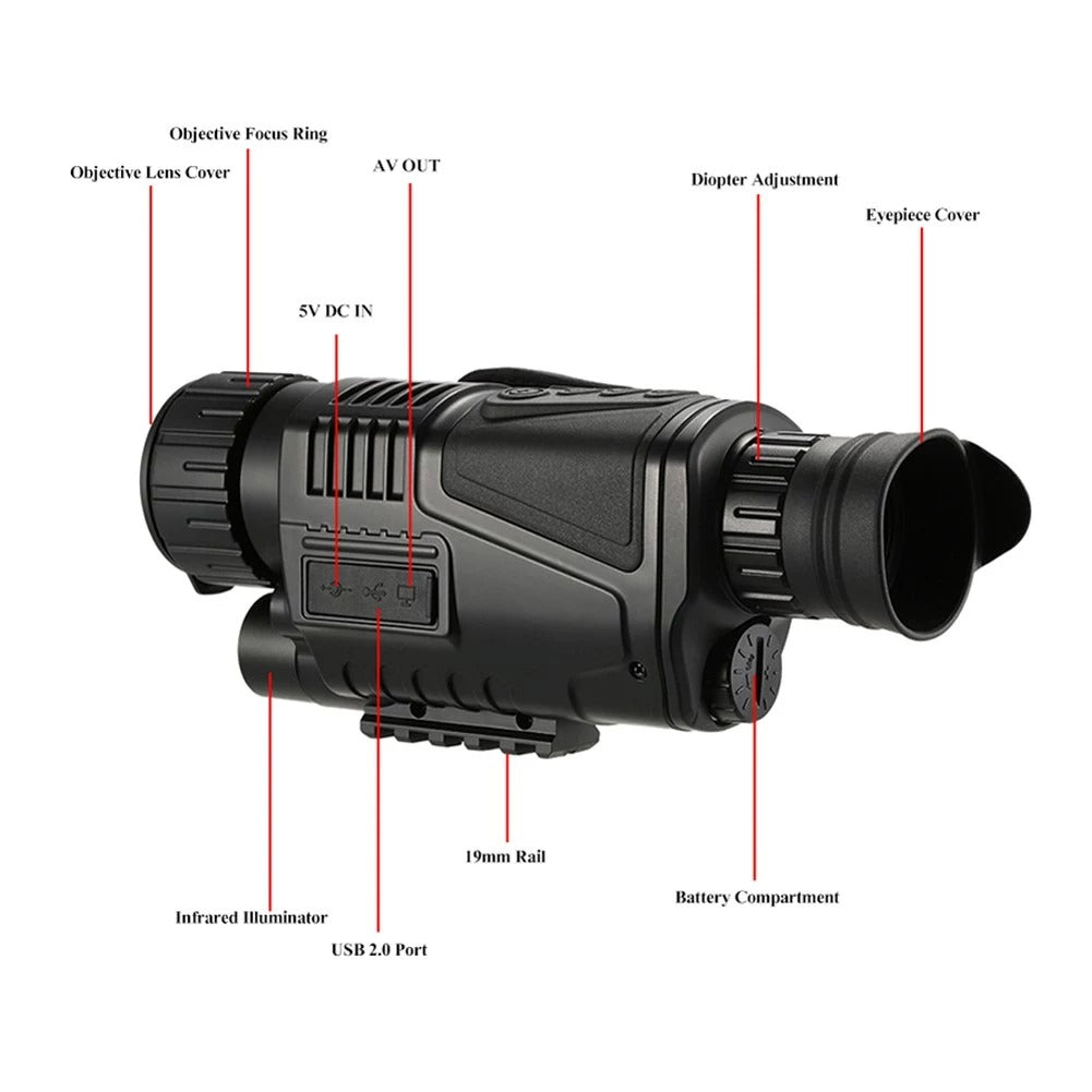 High Definition Monocular Night Vision Device with 8x Digital Zoom