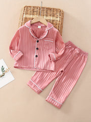 Girls 2pcs Button Down Long Sleeve Top & Pants Set