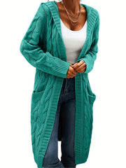 Cable Hooded Cardigan with Pockets