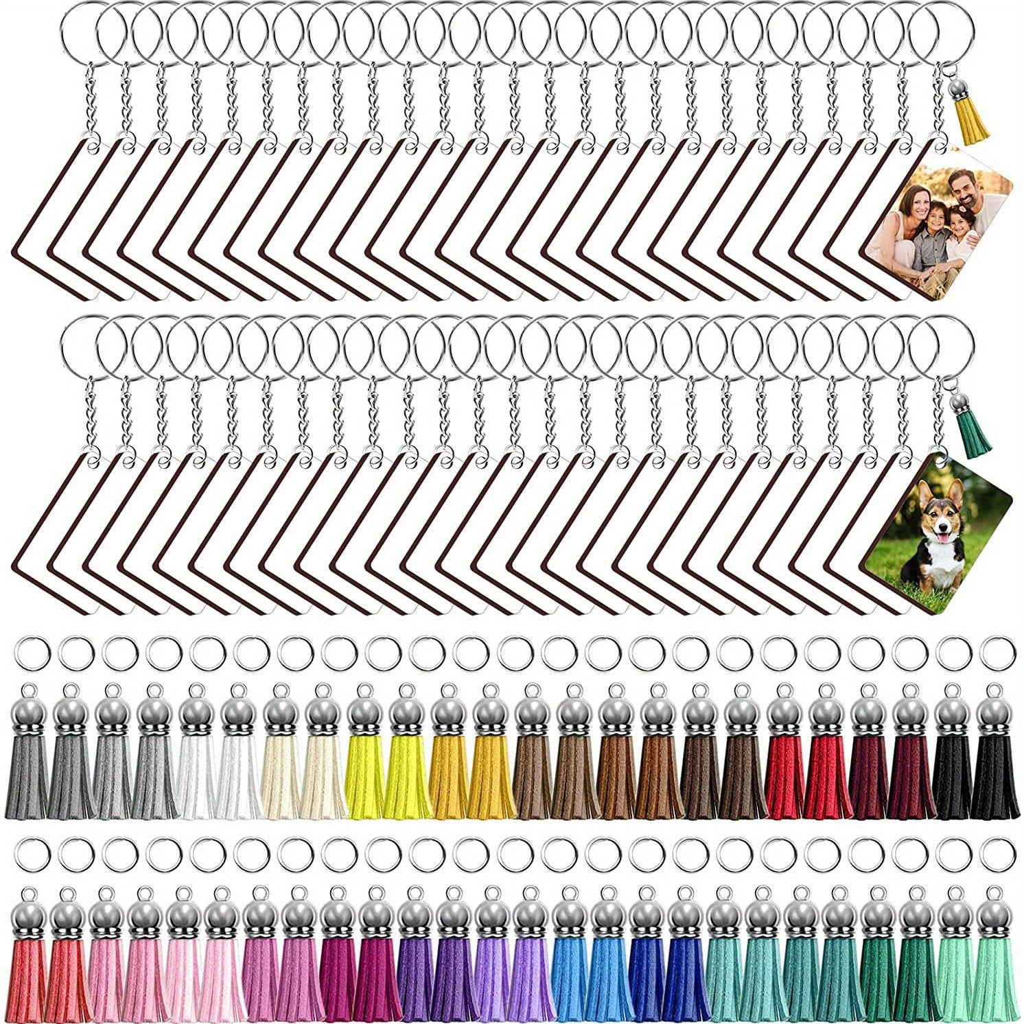 250PCS Sublimation Blank Leather Keychain with Tassel