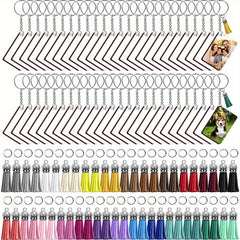 250PCS Sublimation Blank Leather Keychain with Tassel