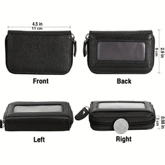 RFID Credit Card Holder with Zipper Leather Wallet