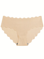 5pcs Seamless Scallop Trim Briefs Comfy Skin-friendly Panties