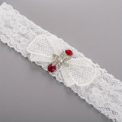 ROAD BULL Lace Bridal Garter Belt with Rhinestone Butterfly