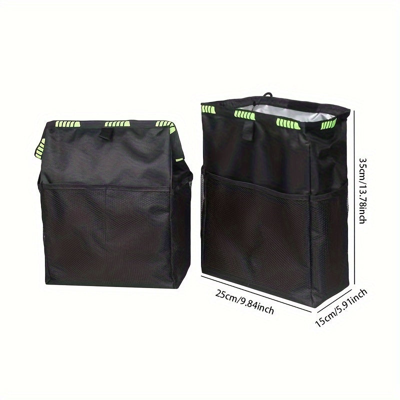 Car Trash Bag With Mesh Pockets Waterproof Storage Bag