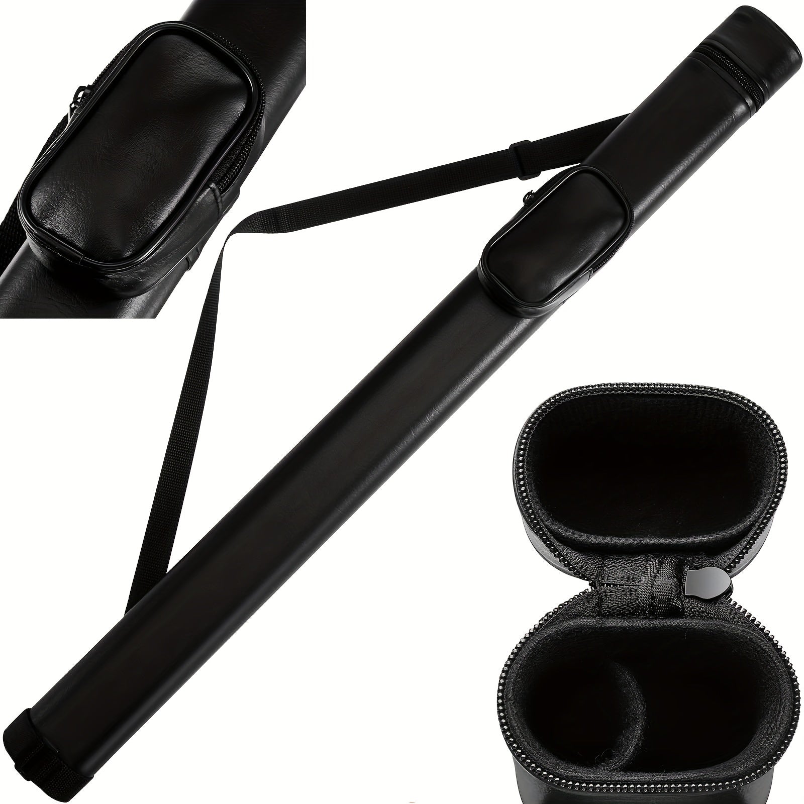 1pc Pool Cue Hard Case Holds 1 Butt and 1 Shaft Protective Carrying Bag
