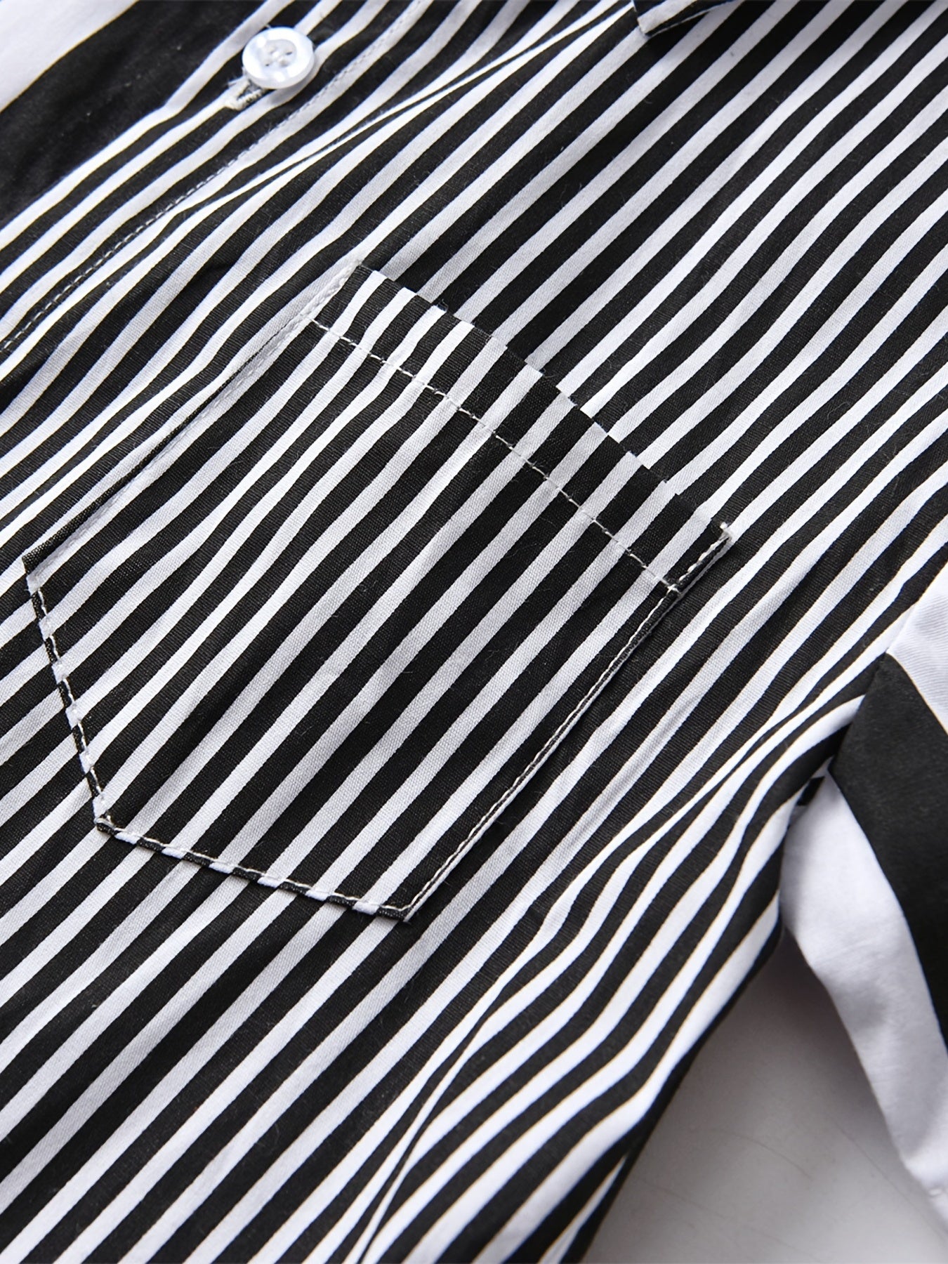 Toddler Boys Striped Graphic Button Pocket Casual Short Sleeve Spliced Shirt Top