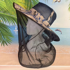 Camouflage Anti-mosquito Sunshade Fishing Hat for Men and Women