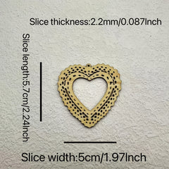 10 Heart Shape Wooden Sliced Pendant Engraved Hanging Ornament