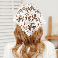 Crochet Hair Scarf Bands Turban Headband Lace Hollow Flower Butterfly Headwrap