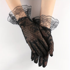 Lace Bowknot Pattern Gloves Wedding Bridal Decorative Gloves For Women