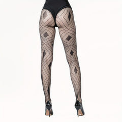 Argyle Fishnet Tights High Waist Mesh Pantyhose Women's Stockings