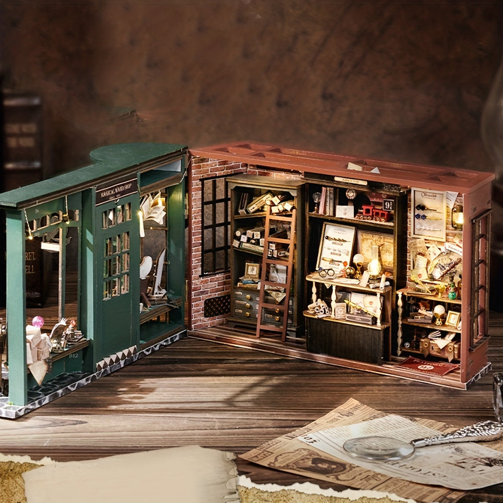Magic House Dollhouse European Vintage Style With Furniture Dark Green