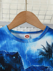 Boys' Printed Crew Neck Sweatshirt Lightening & Dinosaur