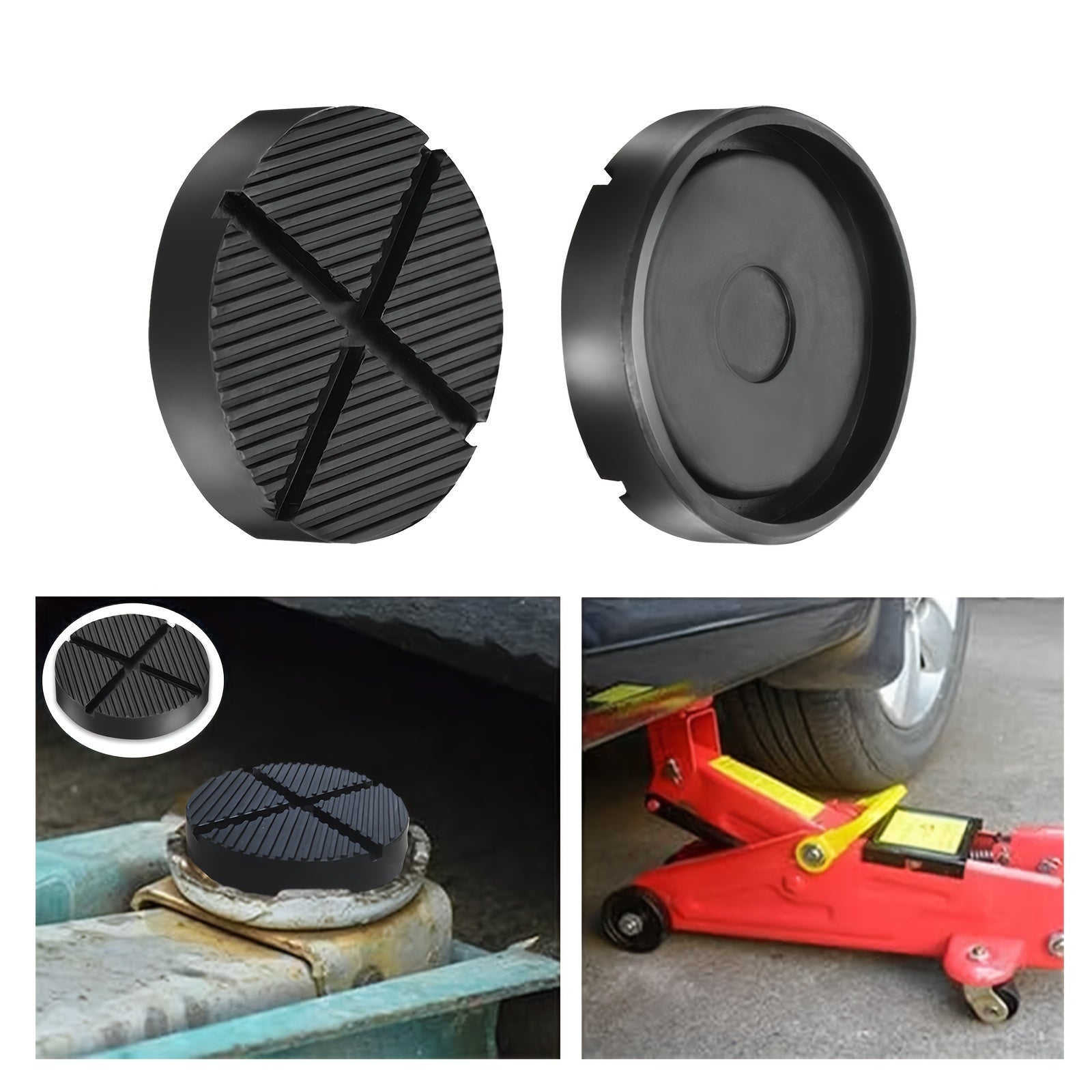 2PCS Car Lift Jack Stand Pads Rubber Slotted Floor Pad Frame Rail Adapte