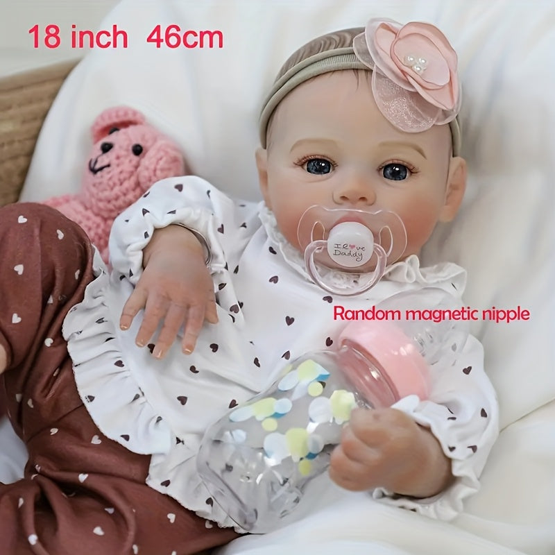 18 Inch Lifelike Reborn Baby Doll for Girls Soft Weighted Body