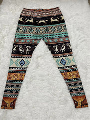 Boho Leggings Women's Plus Tribal Print High Rise