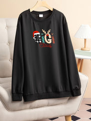 Christmas Lounge Top Women's Plus Christmas Letter Graphic
