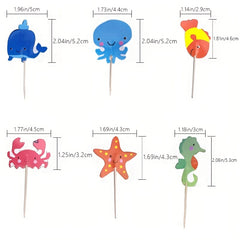 24pcs Marine Life Theme Party Cake Hat Marine Animal Cake Hat