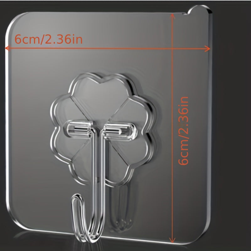 20pcs Strong Adhesive Hooks for Bathroom Towels, Keys, Umbrellas - Transparent