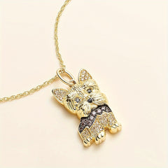 Yorkshire Sparkling Rhinestone Pet Pendant Necklace - Great Gift