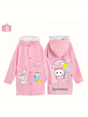Bunny Graphic PVC Long Sleeve Raincoat For Kids