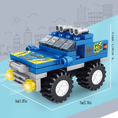 8pcs City Mini Building Blocks Set w/ Urban Landscape Vehicles