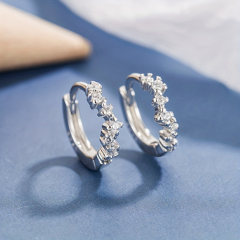 Zircon Decor Wave S925 Silver Earrings & Jewelry for Women
