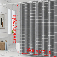 Grey Checkered Shower Curtain PEVA Material Waterproof