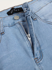 Casual Denim Shorts Women's Washed Ripped Fringe Trim Shorts