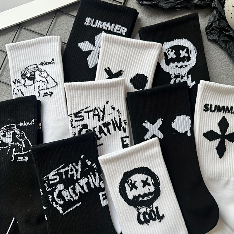 Men's Street Style Crew Socks Breathable Soft Casual Socks
