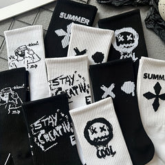 Men's Street Style Crew Socks Breathable Soft Casual Socks
