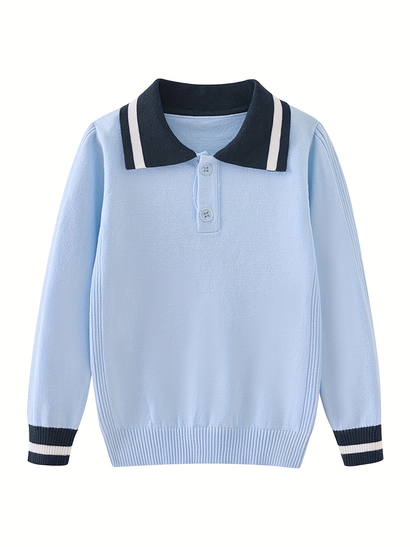 Boys Preppy Long Sleeve Polo Shirt Lightweight Comfy Tops