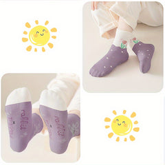 5 Pairs Boy's Pattern Knitted Crew Socks Comfy Casual Soft Socks