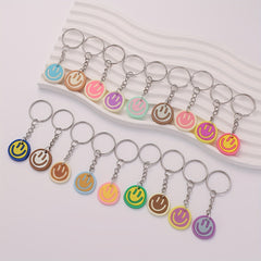 18pcs Cartoon Smile Face Keychain PVC Key Ring Luggage Bag Charm Gift