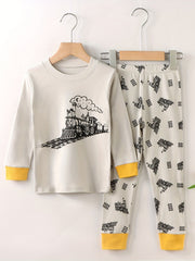 Boys' Dino Print Pajama Set Long Sleeve Top & Pants