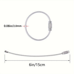 12pcs Stainless Steel Wire Key Chain Cable Metal Key Ring Loop Multicolor