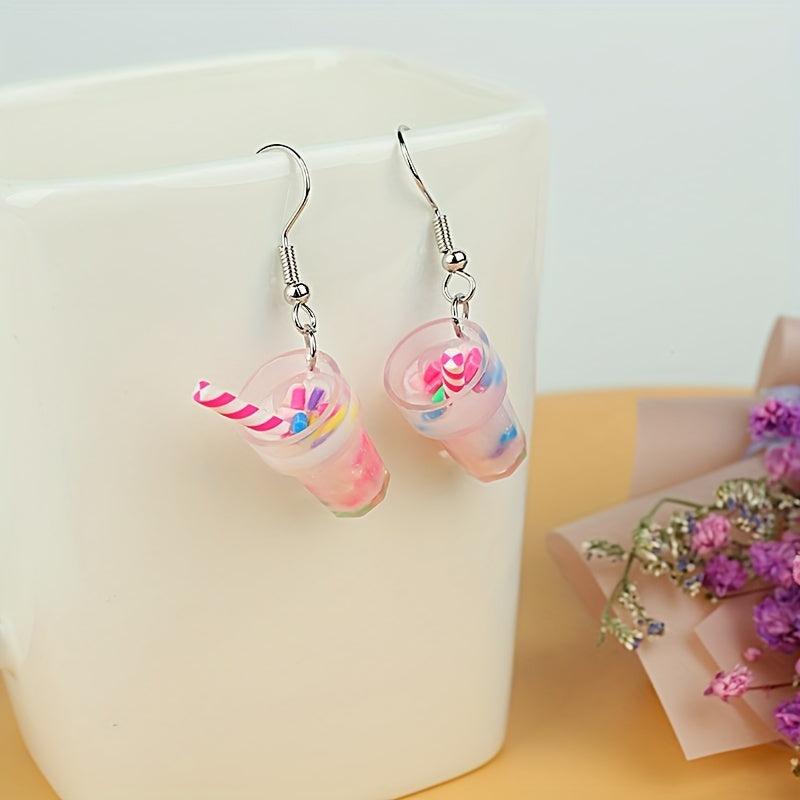 5 Pairs Girls Cartoon Cup Earrings Party Holiday Gift