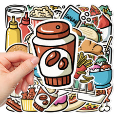 44 Cartoon Food Waterproof DIY Stickers for Water Bottle Laptop Car