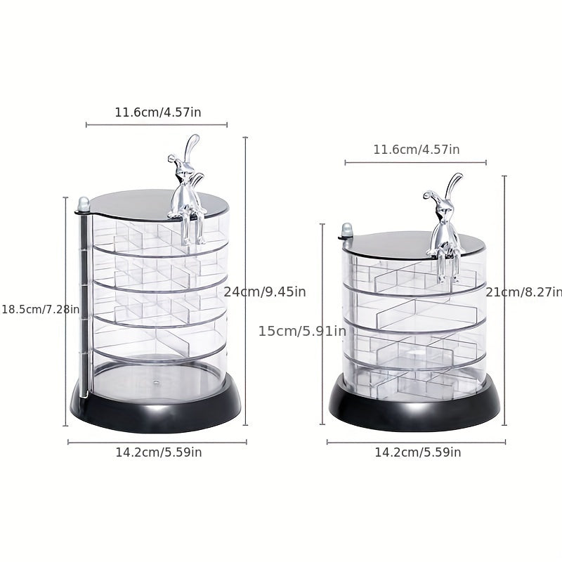 Round Rotating Jewelry Storage Box Multilayer Desktop Display Case