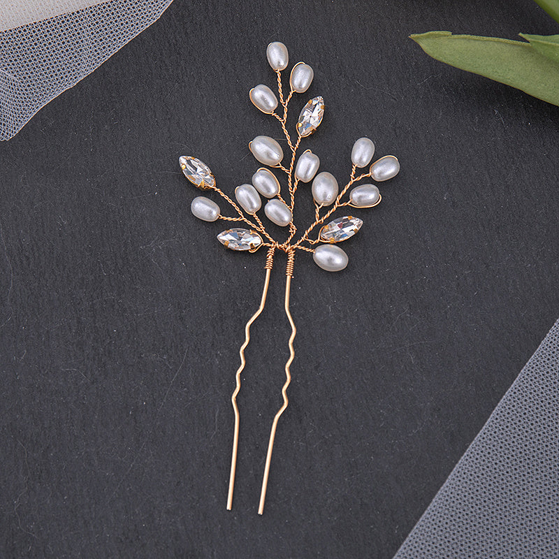 Bridal Hairpin Faux Pearl Crystal U shape Hair Pin Wedding