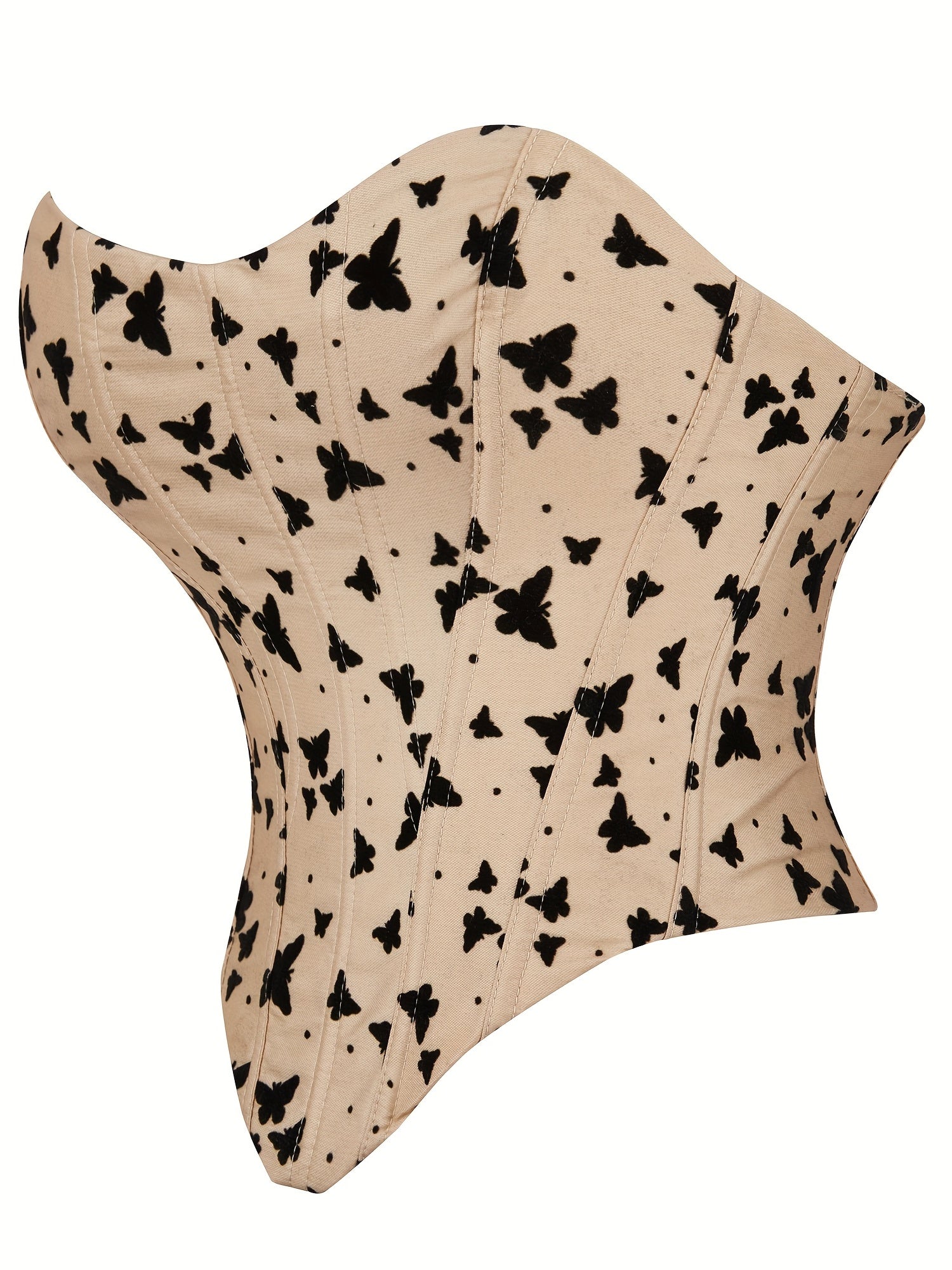 Butterfly Print Corset Bustier Tummy Control Lace Up Body Shaper