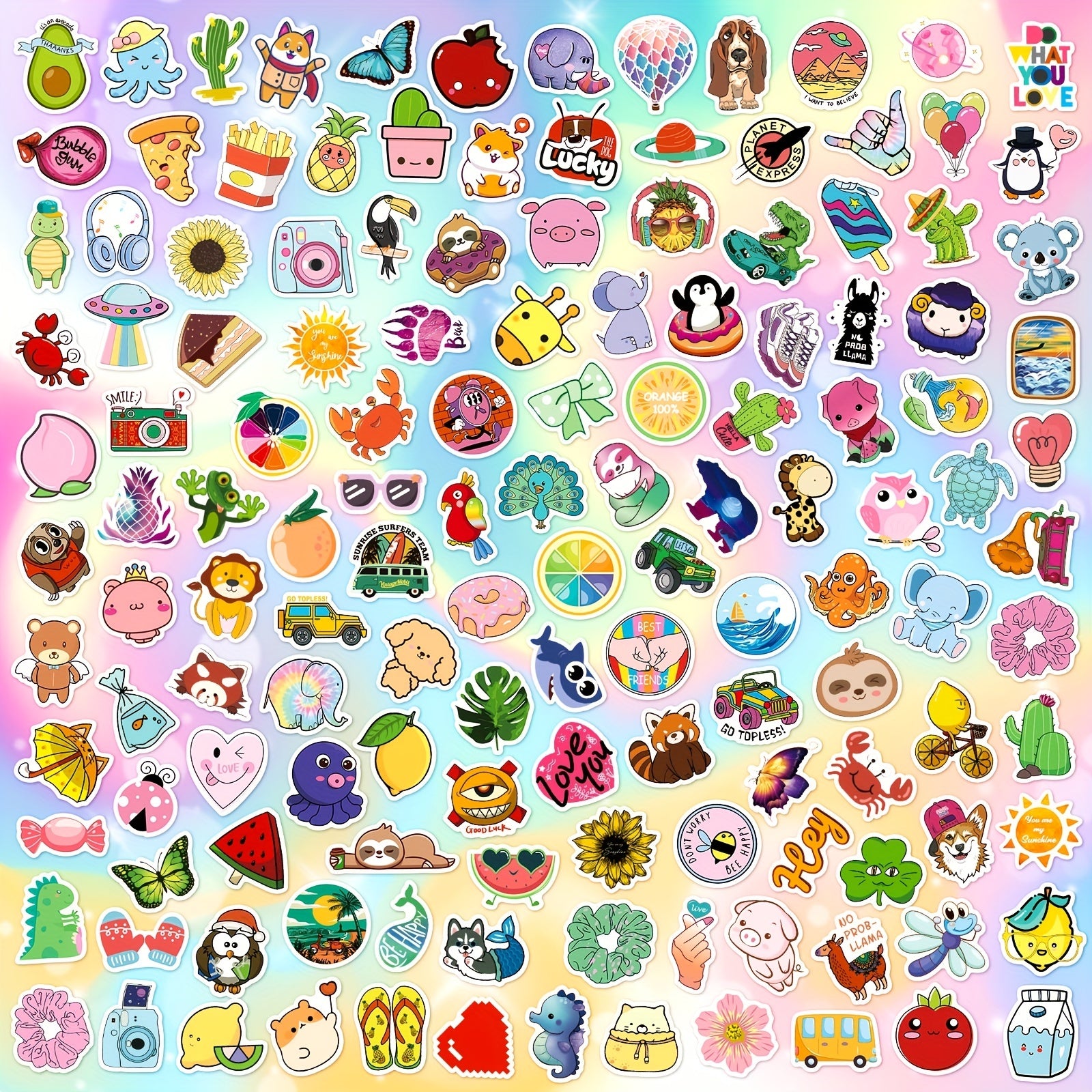 1000pcs Cartoon Colorful Doodle Stickers Water Cup Notebook Journal Decoration