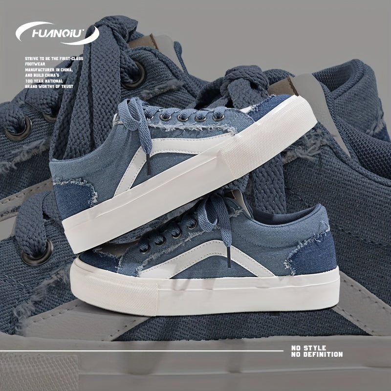 HUANQIU Lace-Up Retro Denim Board Shoes
