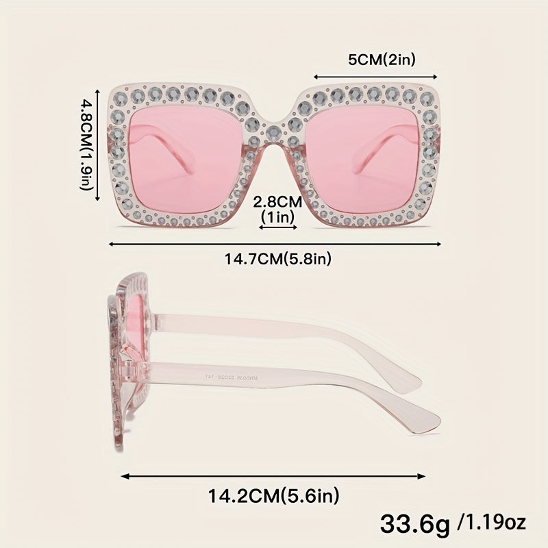 Rhinestone Square Sunglasses UV400 Sun Shades Glasses