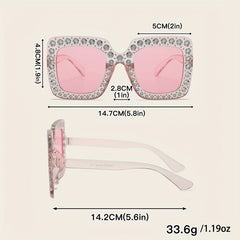 Rhinestone Square Sunglasses UV400 Sun Shades Glasses