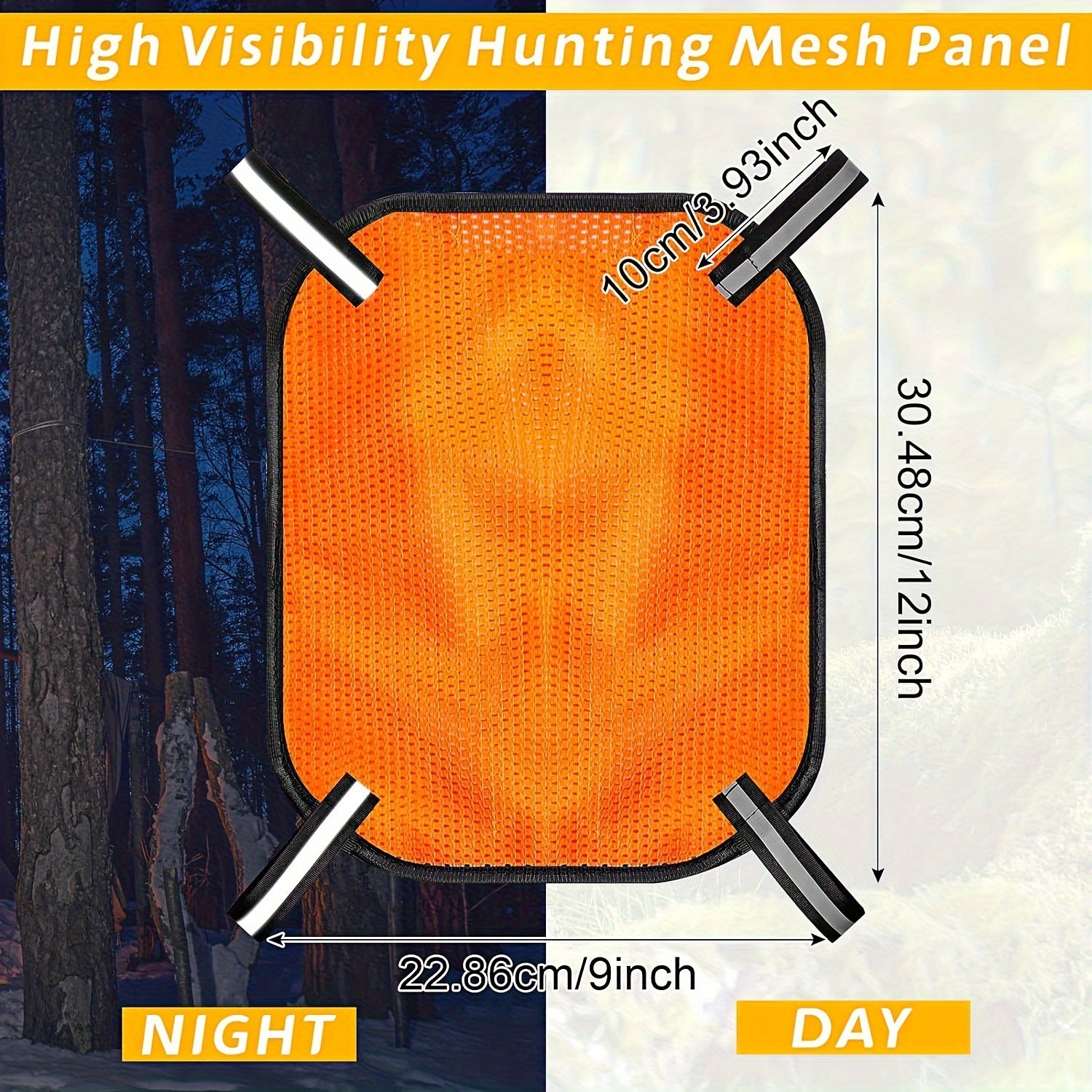 Orange Mesh Safety Panel w/ Reflective Strips - High Visibility Outdoors Safety