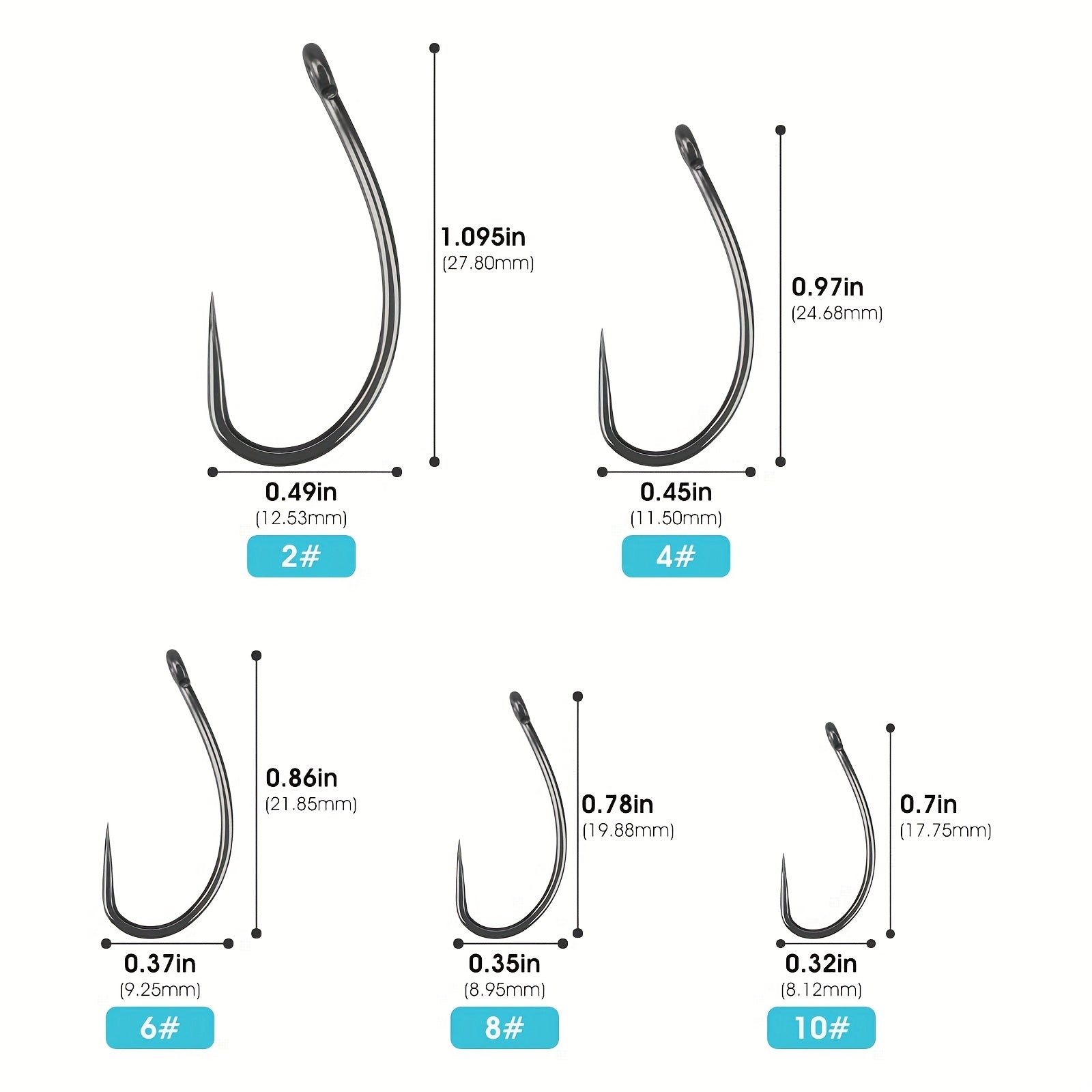 50 Rustproof Steel Fishing Rig Hooks Barbless Barb Fishing Tackle